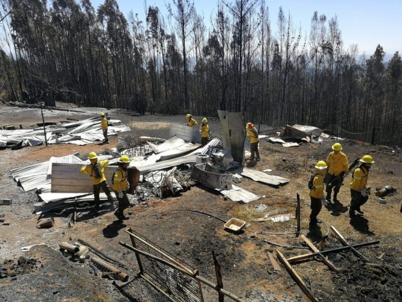 Al menos 32 incendios forestales siguen activos en el sur de Chile
