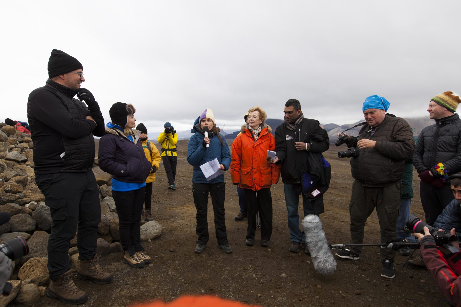 Public ceremony commemorating the loss of Iceland's Okjoekull glacier