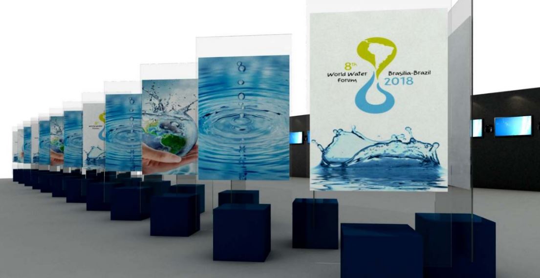 Carteles del 8 Foro Mundial del Agua (WWC) que se celebra en Brasilia (Brasil) desde el 18 de marzo. 