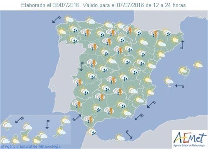 Mapa significativo elaborado por la Agencia Estatal de Meteorología (AEMET) para mañana. 
