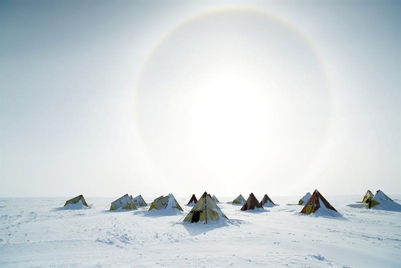 campamento de científicos en la Antártida