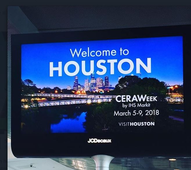 Captura del panel de bienvendia a CERAWeek de Houston (EE.UU). EFE