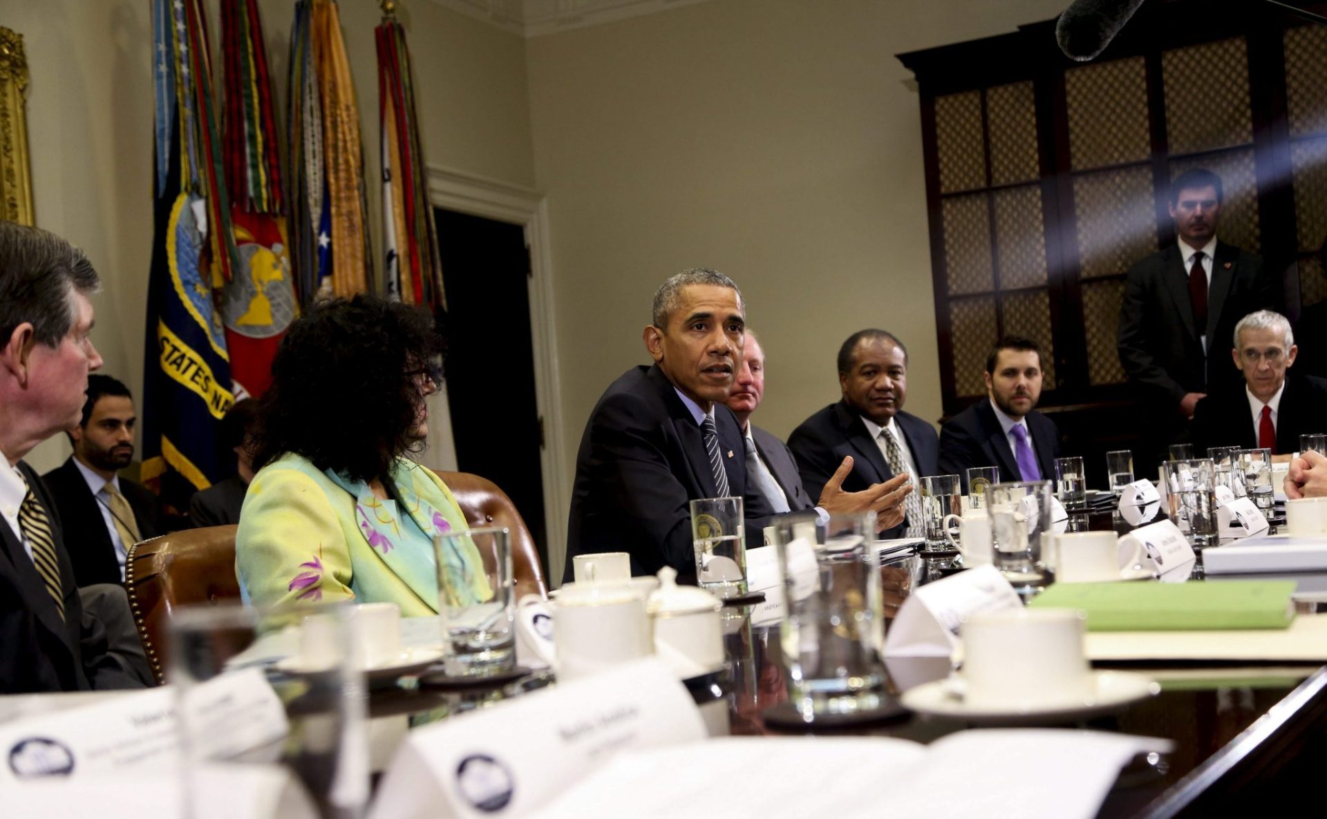 Obama en la reunión con empresarios que se comprometen con el cambio climático.
