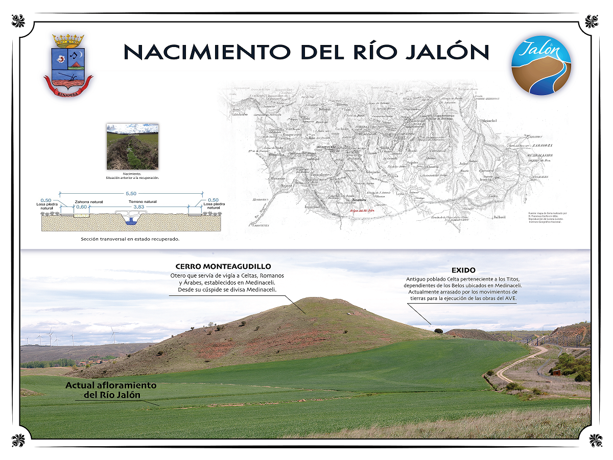 Cartel del Nacimiento del río Jalón en Benamira, realizado por Marta Benito y cedido para su uso en @efeverde