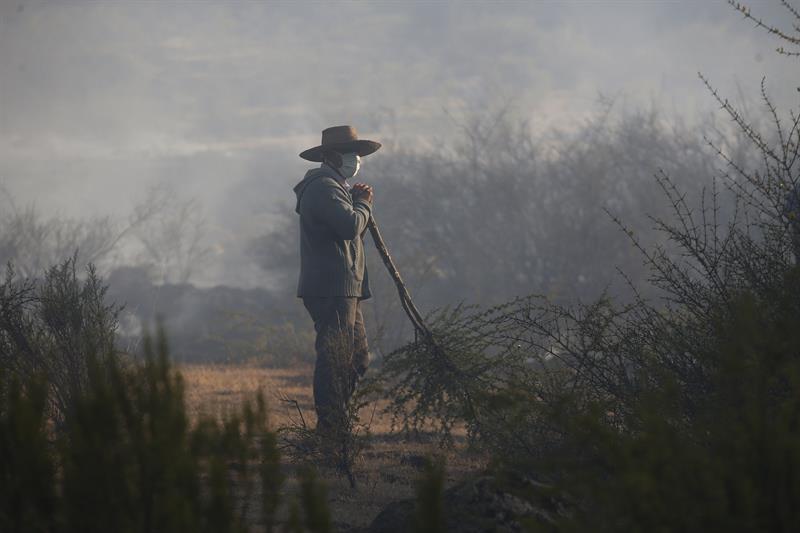 Imagen de la impotencia ante el fuego en el Maule.