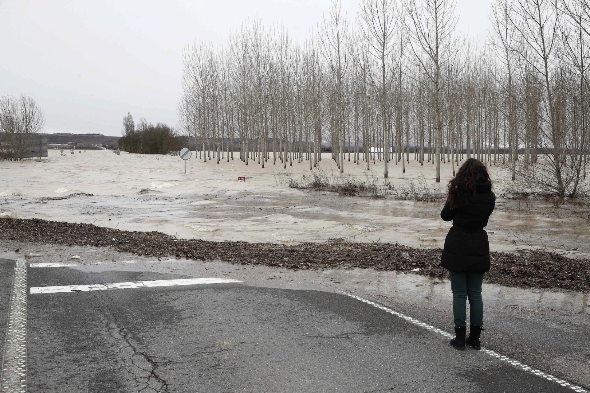 Desbordamiento del río Ebro en Castejón, a principios de febrero.