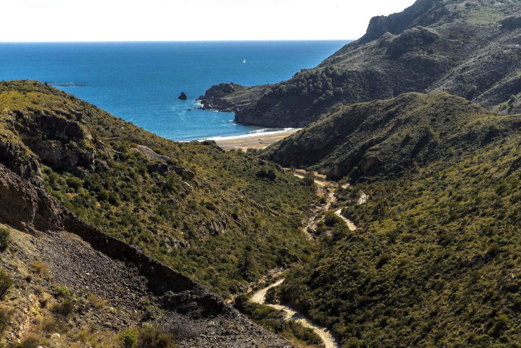 Vista de cala de El Gorguel, antes del incendio.