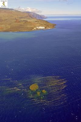 Manchas en el mar de los materiales expulsados tras la erupción submarina de El Hierro fechada en noviembre de 2011. 
