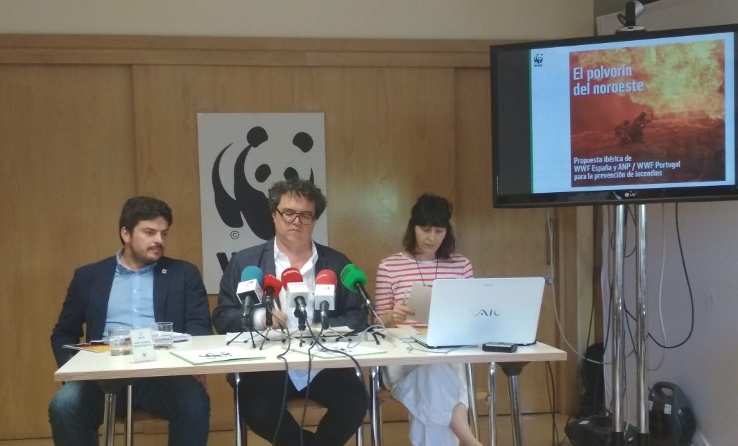 Informe WWF. De izquierda a derecha Rui Barreira, Enrique Segovia y Lourdes Hernández.EFE/Alba Zafra