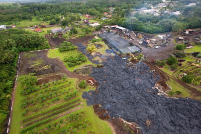 La lava del volcán Kilauea llega a Pahoa, en Isla Grande (Hawai) en octubre de 2014.