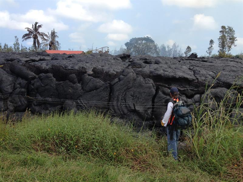 Aspecto de la lengua de lava del volcán Kilauea