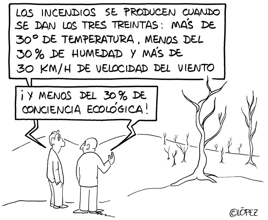 Incendios por Juan López Rico#López en la bitácora de viñetas ambientales Viva La Bagatela en EFEverde