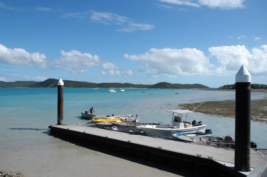 Un embarcadero en una de las pequeñas islas del Pacífico.