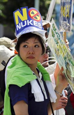Una manifestante antinuclear japonesa.