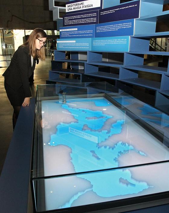 Una visitante contempla la exposición "Mediterráneo", inaugurada en Barcelona