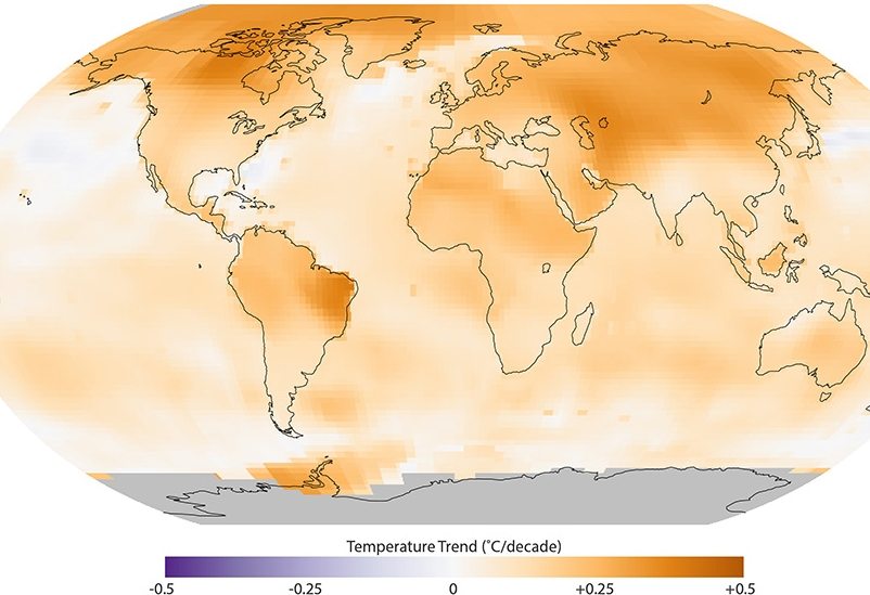 Mapa de la NASA de la evolución de las temperaturas en el mundo desde 1950 hasta 2013.