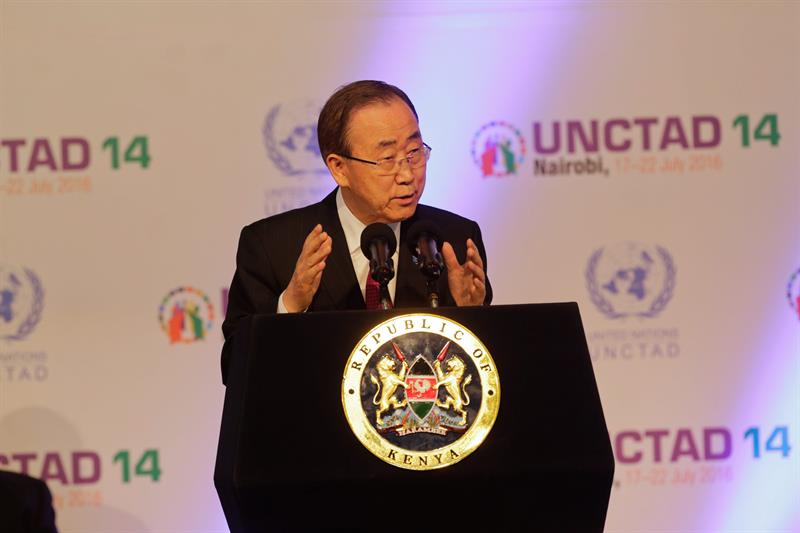 Ban Ki-Moon interviene en la 14 conferencia de la UNCTAD, que comenzó este domingo en Nairobi (Kenia). 