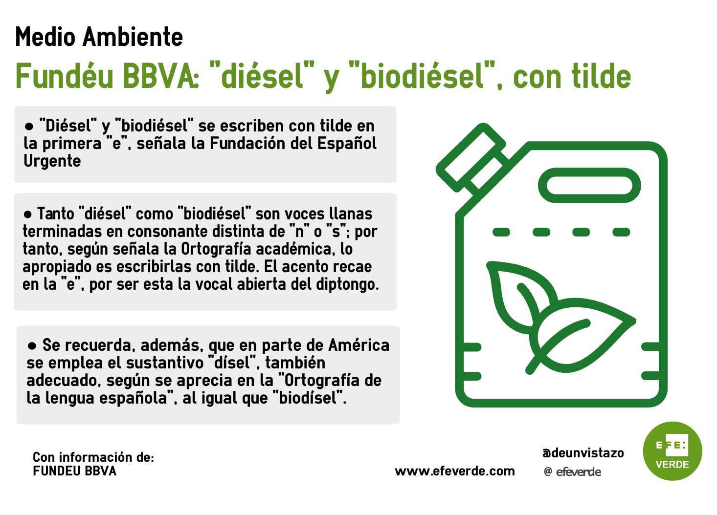 Fundéu BBVA: "diésel" y "biodiésel", con tilde