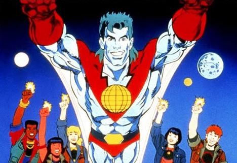 Cartel de la serie de dibujos animados de la década de los 90 Captain Planet. 