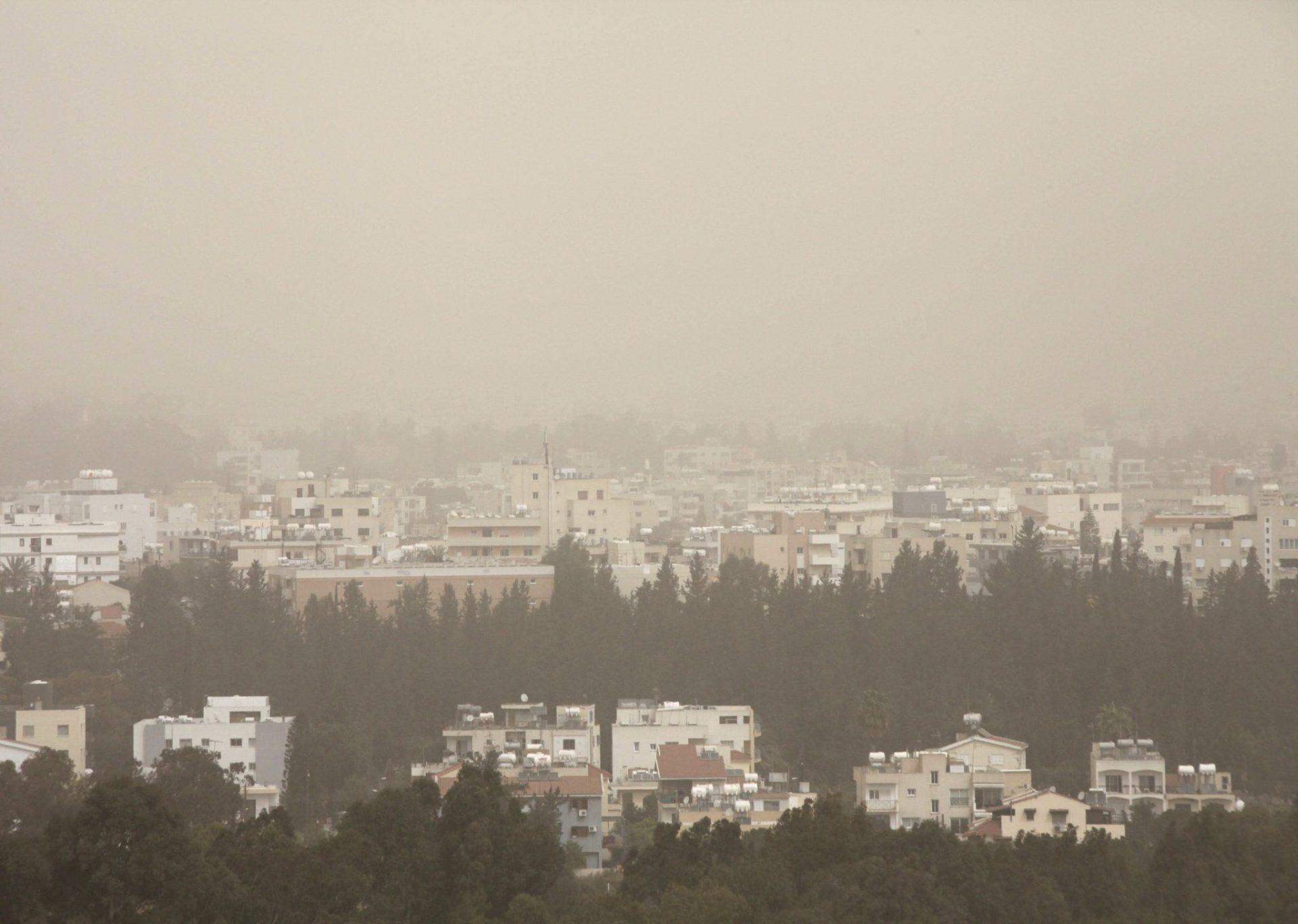 Densa niebla de polvo sobre Chipre.