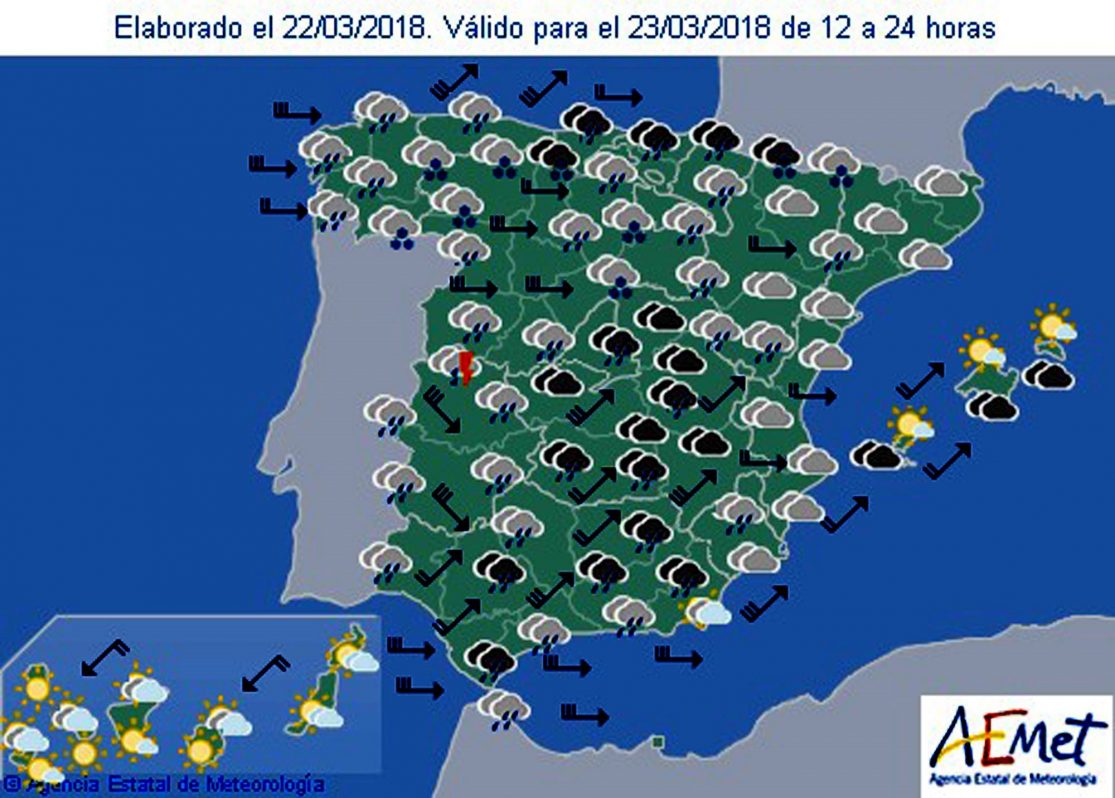 Hugo plantea este mapa para este sábado, 23 de marzo. 