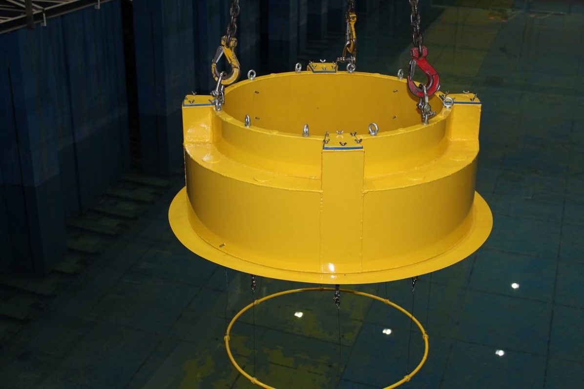 Captura de la web del Instituto de Hidráulica Ambiental de Cantabria del prototipo de jaula para cultivar pescado en mar abierto. 