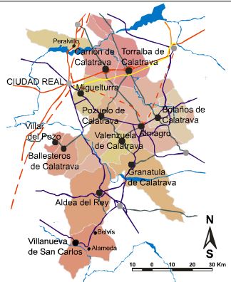 Mapa de las localidades que conforman el Campo de Calatrava, captura de su web. EFE
