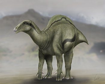 Reconstrucción del aspecto de 'Morelladon beltrani', dinosaurio que se estima midió seis metros y pesó unas dos toneladas. Imagen de Carlos de Miguel Chaves.