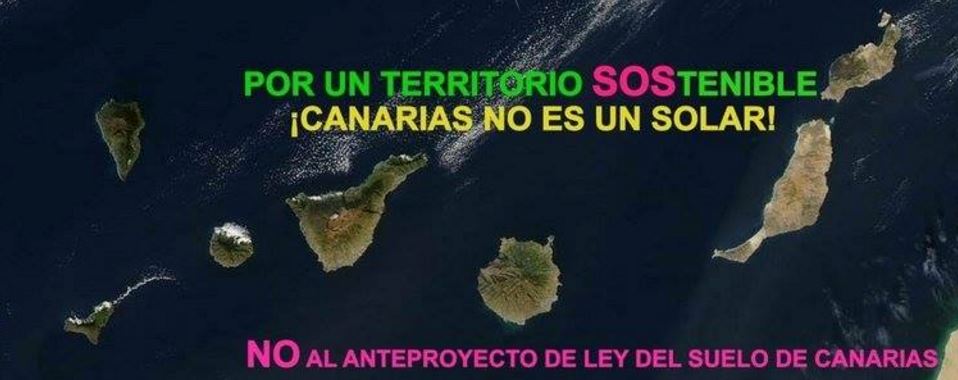 Foto de la página web de la plataforma "Canarias territorio Sostenible" que presenta la denuncia ante la UE por la reforma de la Lwey del Suelo de Canarias.