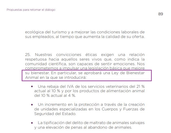 Captura de las propuestas de Unidas Podemos al PSOE en materia de Bienestar Animal
