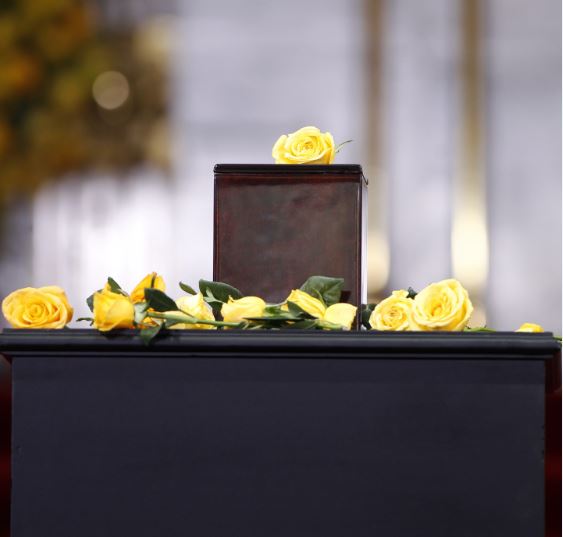 Rosas amarillas junto a la urna con las cenizas de escritor colombiano Gabriel García Márquez.