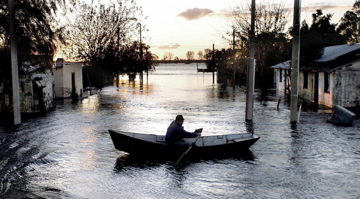 Inundación en una zona en el norte de Uruguay.