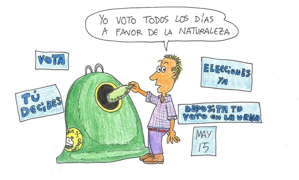 Ecohumor es un proyecto de divulgación ambiental y #reciclaje de @Ecovidrio y @EFEverde de la Agencia EFE Un voto por el vidrio . Esta ilustración de May puede ser reproducida libremente citando las fuentes. Sabías que… Cada español recicló en 2014 una media de 14,8 kg de vidrio. ¡56 envases por persona!