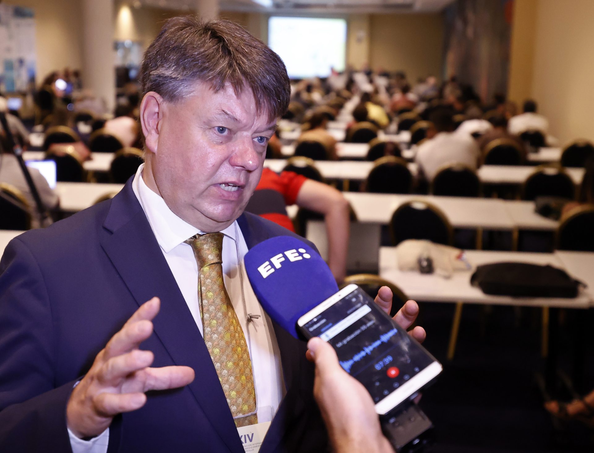 The Secretary General of the WMO, Petteri Taalas, speaks during an interview with EFE today, in Havana, Cuba, 5 July 2023. Droughts, cyclones, melting glaciers and forest fires are worsening in Latin America and the Caribbean, fueling a "vicious circle" that accelerates global warming in an area especially vulnerable to the climate crisis, the Organization warned on Wednesday. World Meteorology (WMO). EFE/ Ernesto Mastrascusa