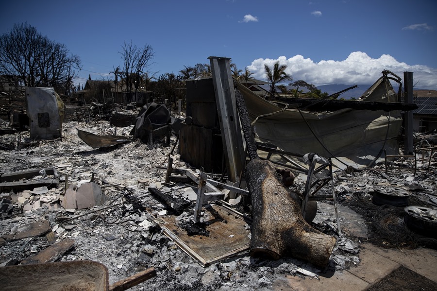 Imagen de una vivienda en ruinas en Lahaina, Haiwai. EFE/EPA/Etienne Laurent