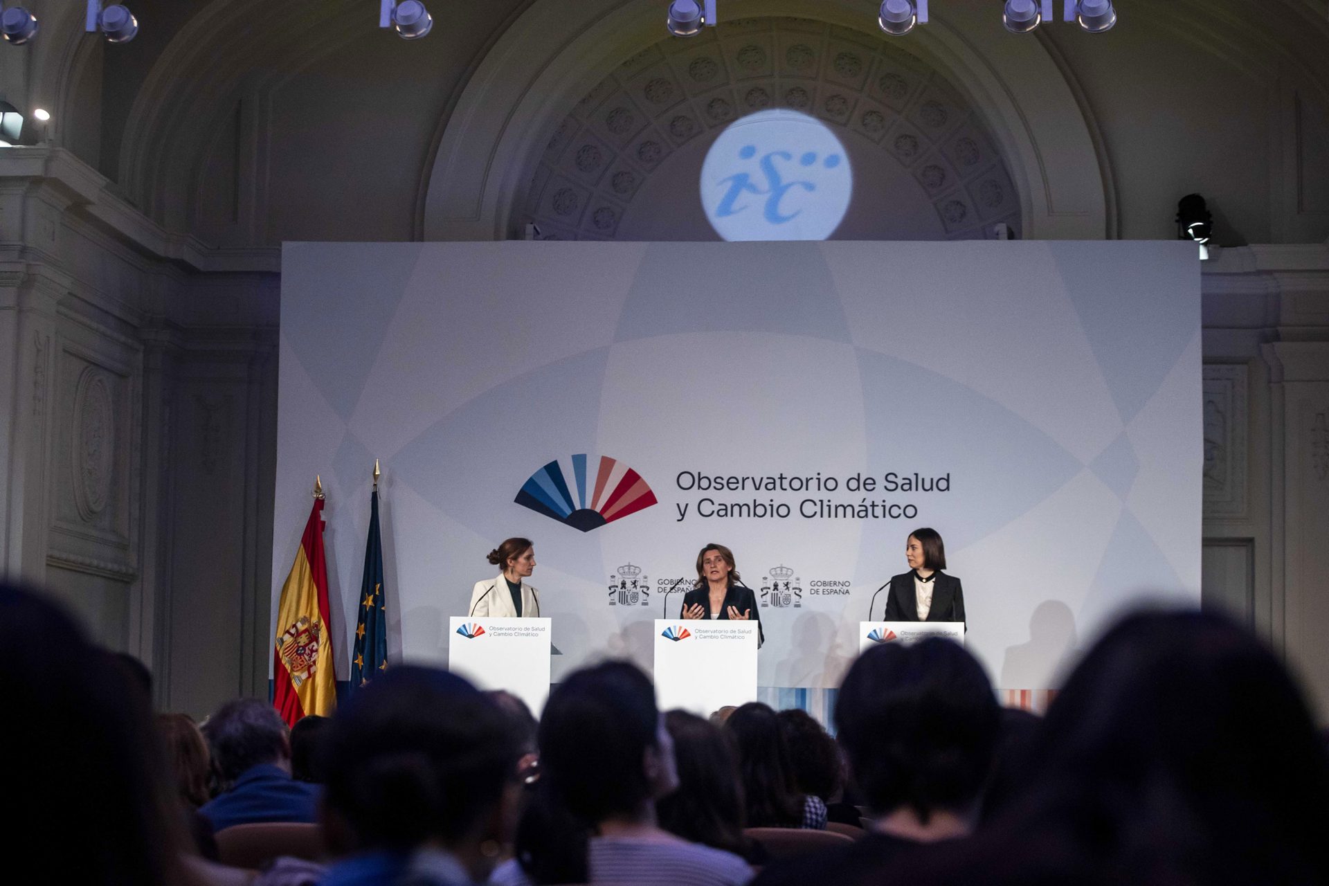 Las ministras Ribera, Morant y García, en la presentación del Observatorio de Salud y Cambio Climático que trabajará para mitigar el impacto del clima extremo. © Miteco