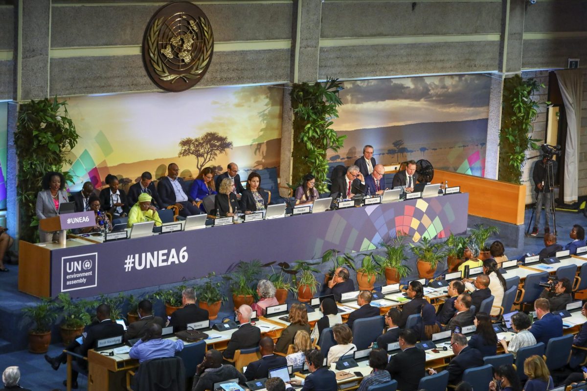Nairobi (Kenya), 26/02/2024.- Delegates attend the official opening of the Sixth Session of UN Environment Assembly (UNEA-6) at the United Nations Environment Programme (UNEP) headquarters in Nairobi, Kenya, 26 February 2024. UNEA as the?world's highest decision-making body on the environment, aims to help restore harmony between humanity and nature, improving the lives of the world’s most vulnerable people. UNEA-6 which will take place from 26 February to 01 March, will focus on how?multilateralism can help tackle the triple planetary crisis of climate change, nature and biodiversity loss, and pollution and waste. (Kenia) EFE/EPA/Daniel Irungu