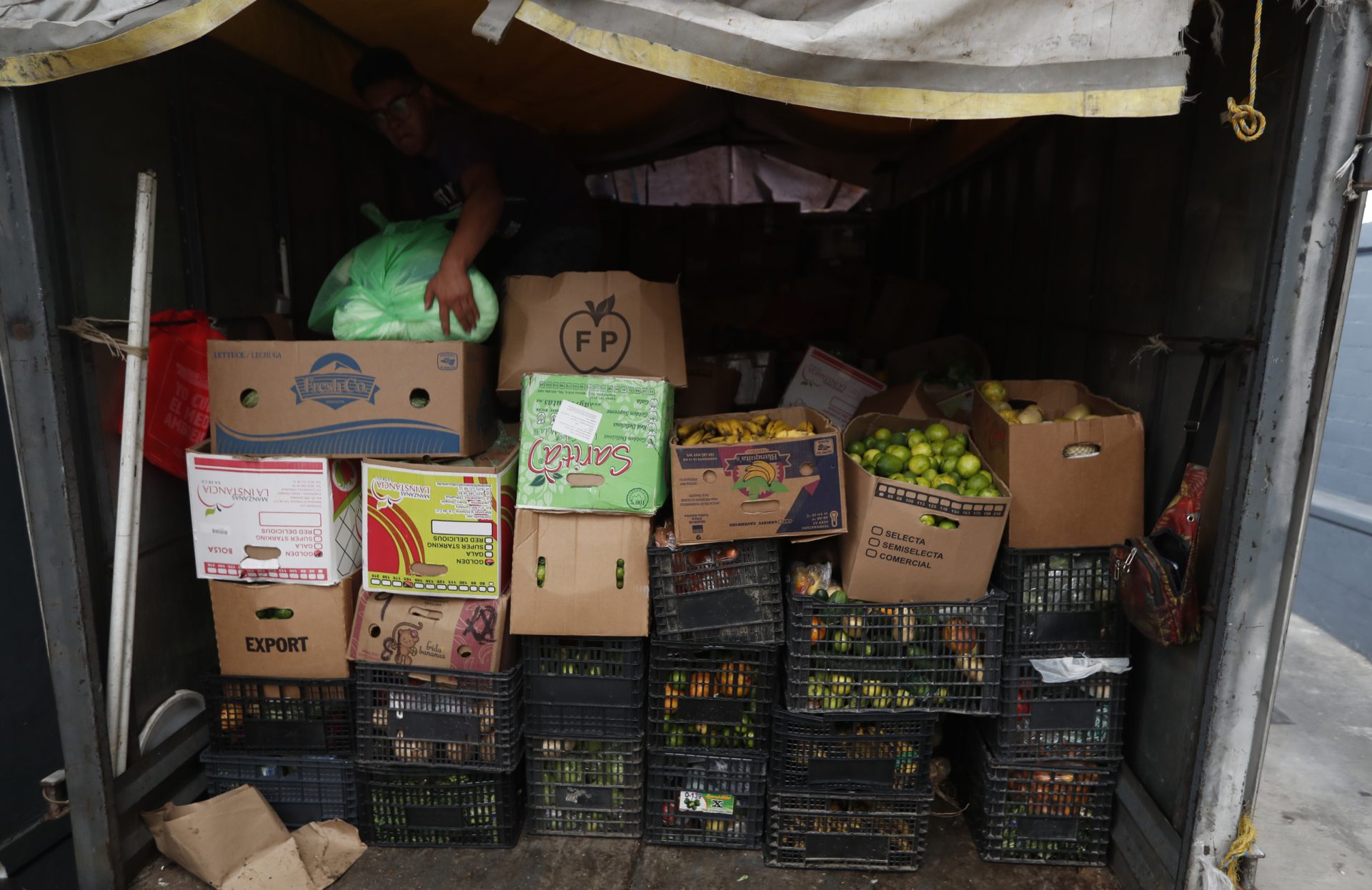 MEX9573. CIUDAD DE MÉXICO (MÉXICO), 11/11/2022.- Unos jóvenes cargan frutas y verduras durante un recorrido por el Banco de Alimentos, el 09 de noviembre de 2022 en la Ciudad de México(México). Los Bancos de Alimentos de México (BAMX) libran una lucha diaria contra el desperdicio de comida, que estiman de 38 toneladas por minuto a nivel nacional y con la que podrían nutrir a las más de 28 millones de personas que viven con carencia alimentaria en el país. EFE/Mario Guzmán