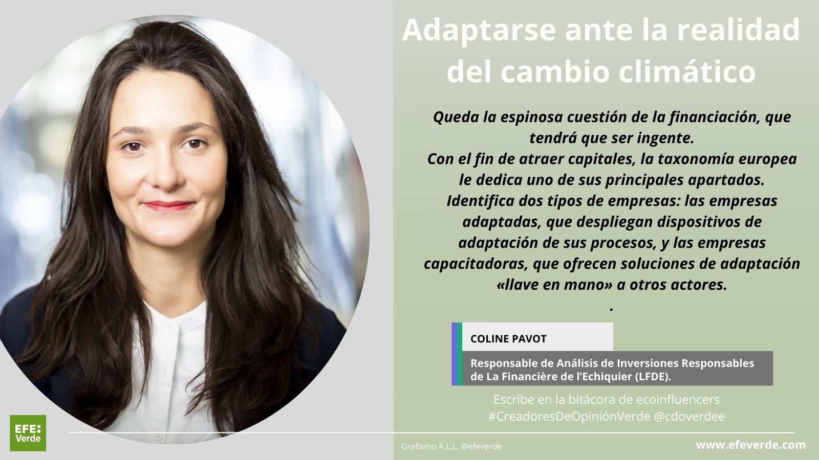 CDOverde / Coline Pavot es responsable de Análisis de Inversiones Responsables de La Financière de l’Echiquier (LFDE).