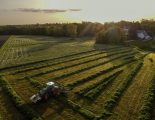 Namur (Belgium), 17/05/2023.- A drone view shows a farmer cutting the tall grass with his tractor to make the first hay of the season in a field in Namur, southern Belgium, 17 May 2023. (Bélgica) EFE/EPA/OLIVIER HOSLET