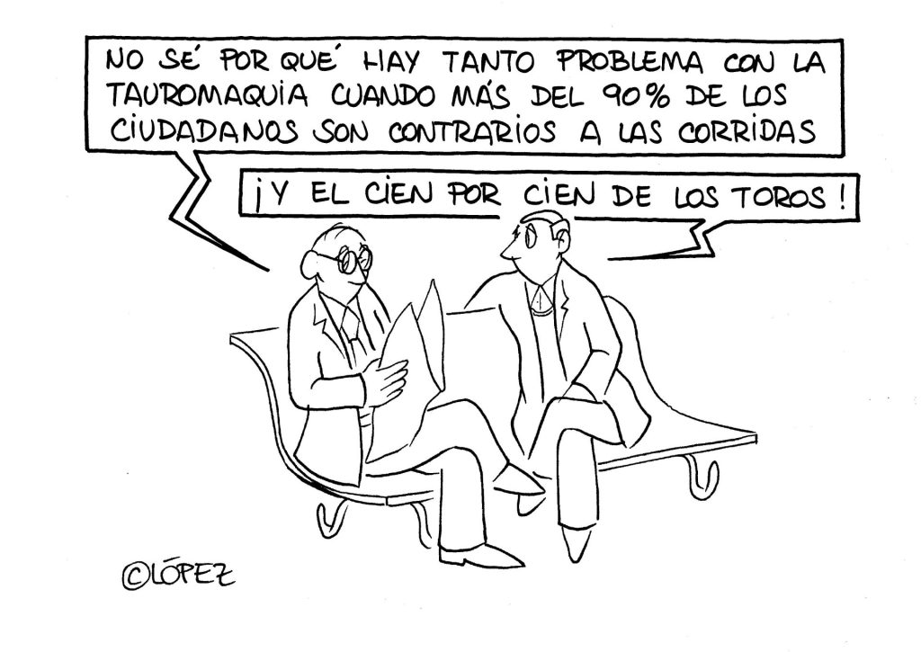A propósito de la tauromaquia. Viñeta ambiental por Juan López Rico (#López) en la bitácora de ecohumor gráfico #VivalaBagatela