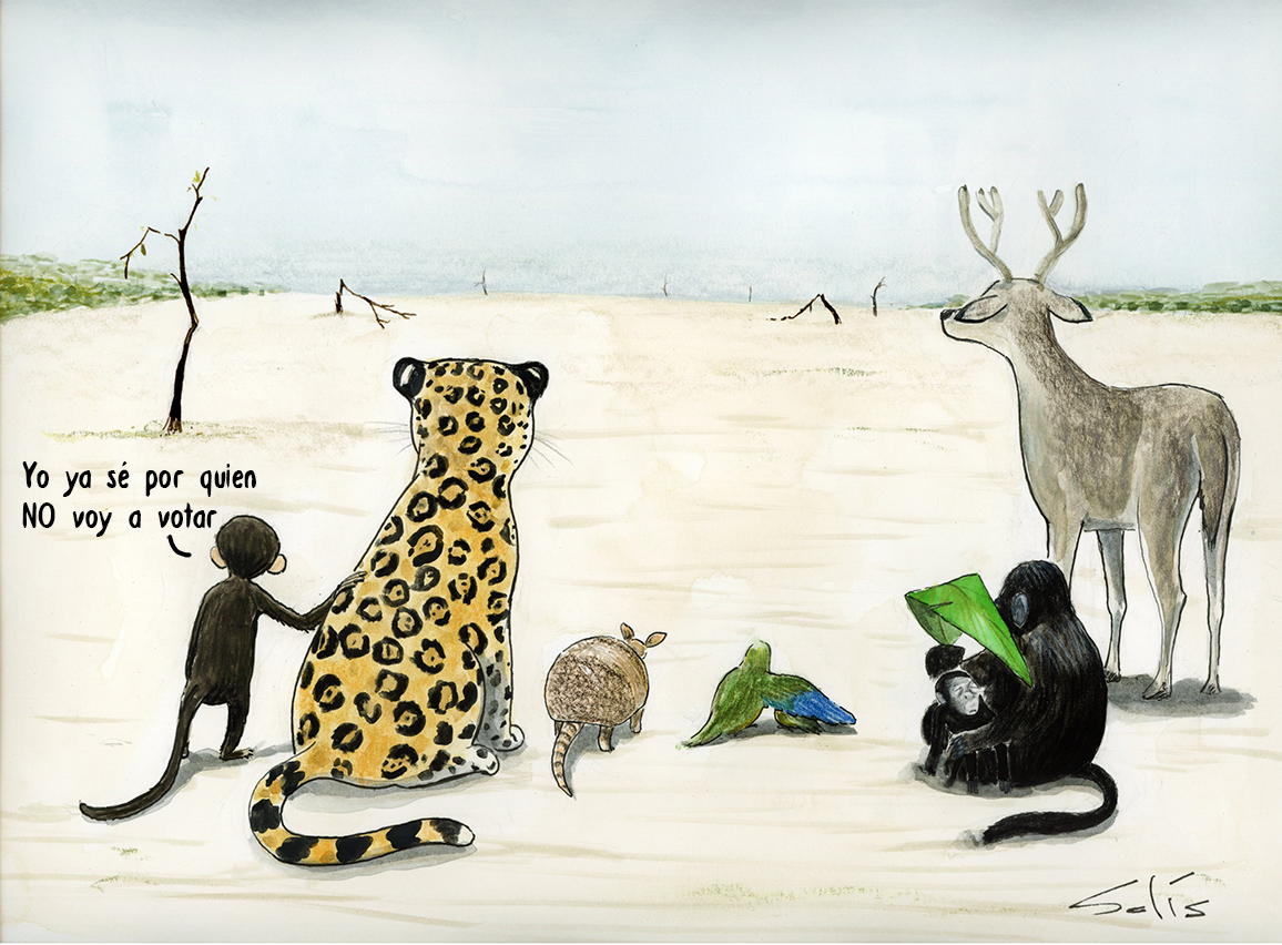 Si los animales pudieran votar.  Por el cartonista ambiental () Víctor Solís (@Visoor) en la #ViñetaVerde de @EFEverde