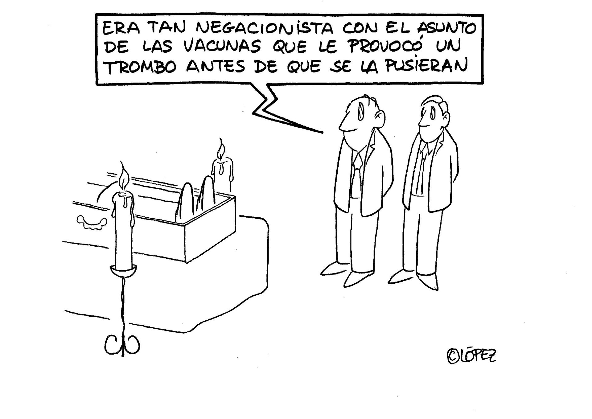 Negacionismo consecuente (vacunas, crisis climática...). Viñeta ambiental por Juan López Rico (#López) en la bitácora #VivalaBagatela