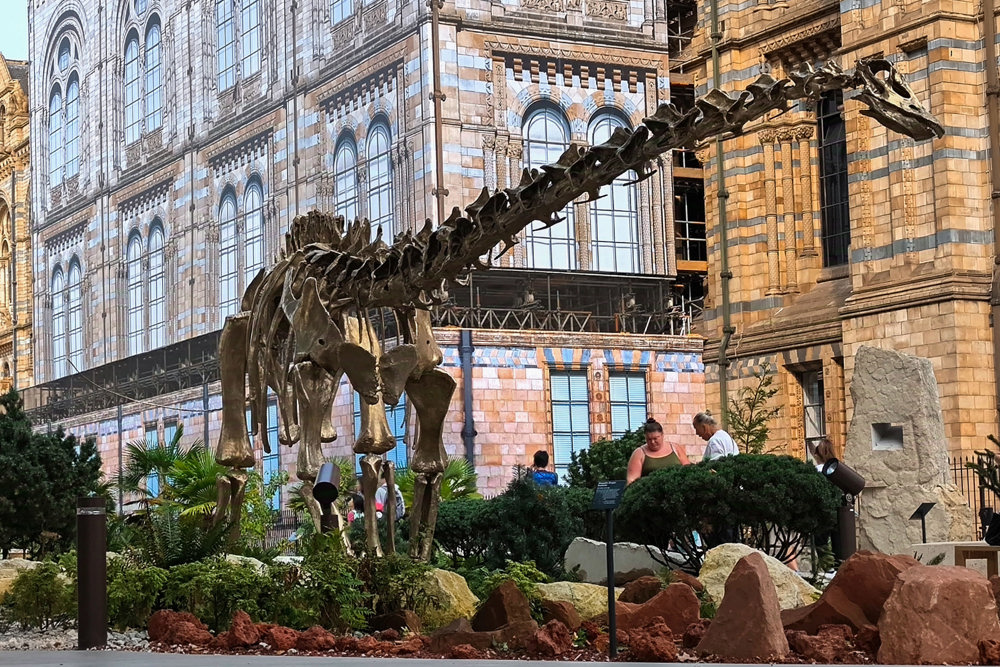 El Museo de Historia Natural de Londres ha transformado la entrada de sus visitantes en un paseo didáctico que cuenta los 2.700 millones de años del planeta, desde los remotos orígenes de nuestro mundo hasta la actualidad, con especial mención a los dinosaurios. EFE/ Guillermo Garrido