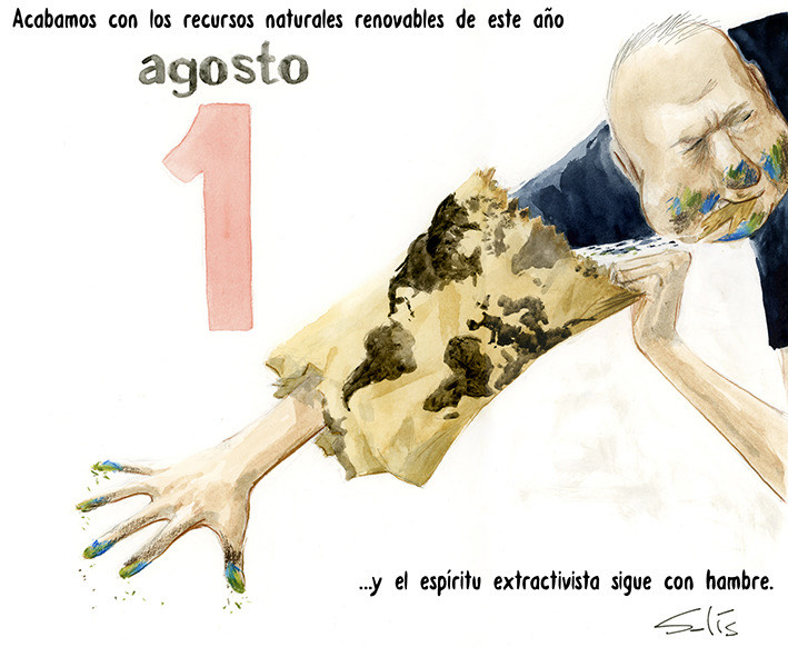 Día de la Sobrecapacidad de la Tierra. Por () Víctor Solís (@Visoor) desde Ciudad de México en la #ViñetaVerde de @EFEverde