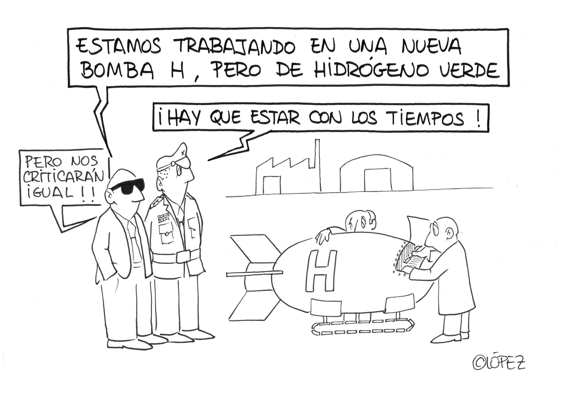 H de hidrógeno ... verde por López en viva la bagatela