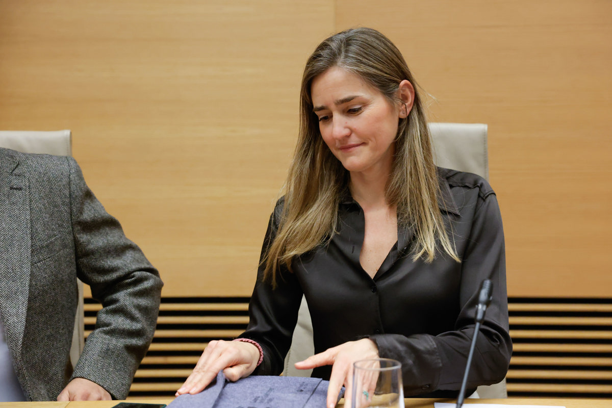 La vicepresidenta tercera y ministra para la Transición Ecológica y el Reto Demográfico, Sara Aagesen, comparece en el Congreso para explicar las líneas de acción de su departamento, este lunes en Madrid. EFE/ Zipi