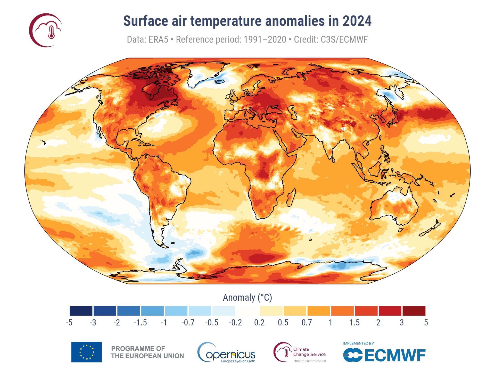 2024 fue el año más cálido y el primero en superar en 1,5 °C la temperatura media preindustrial