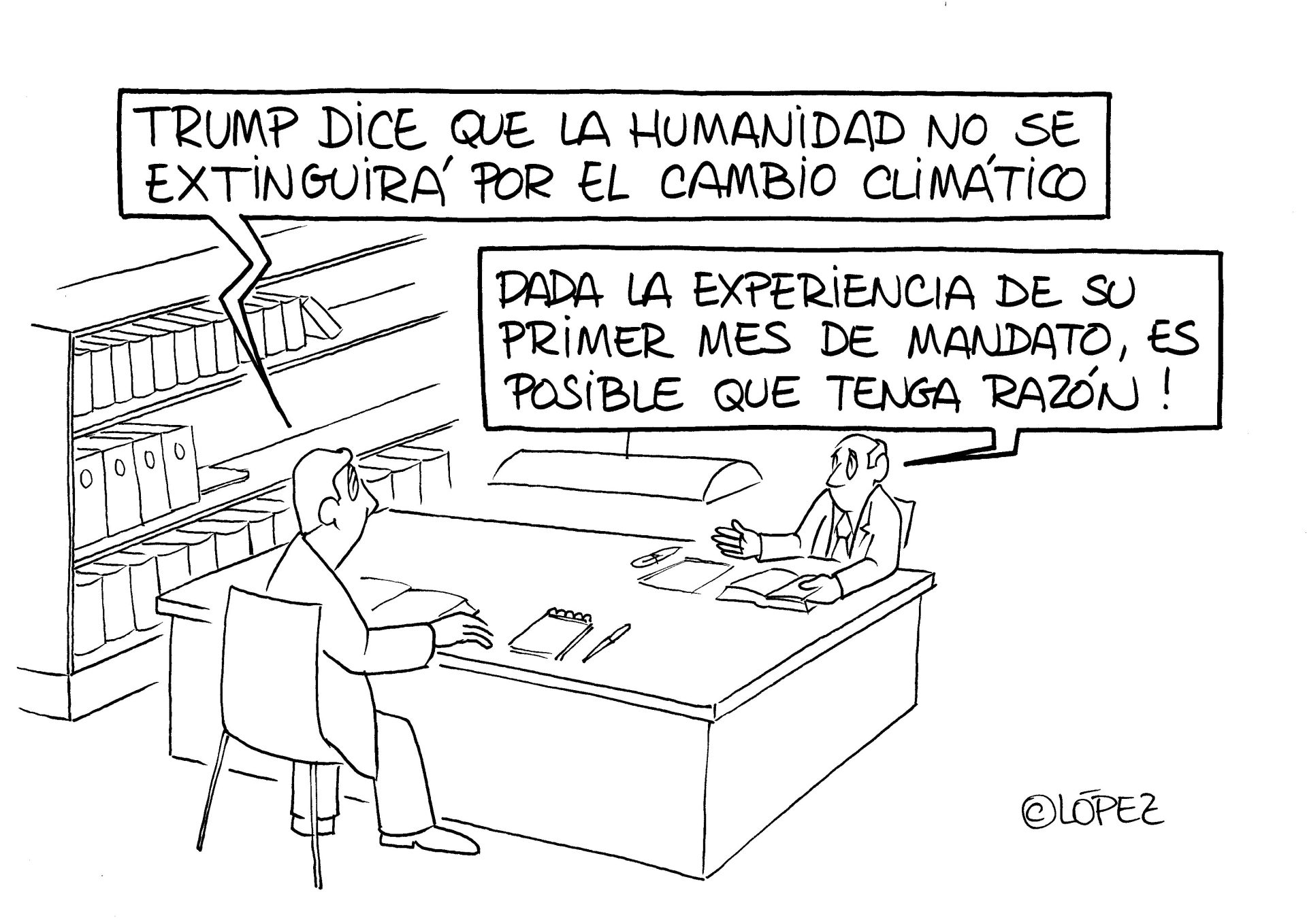 Malas perspectivas.  Viñeta ambiental por Juan López Rico (#López) en la bitácora de humor gráfico ambiental #VivalaBagatela en @efeverde