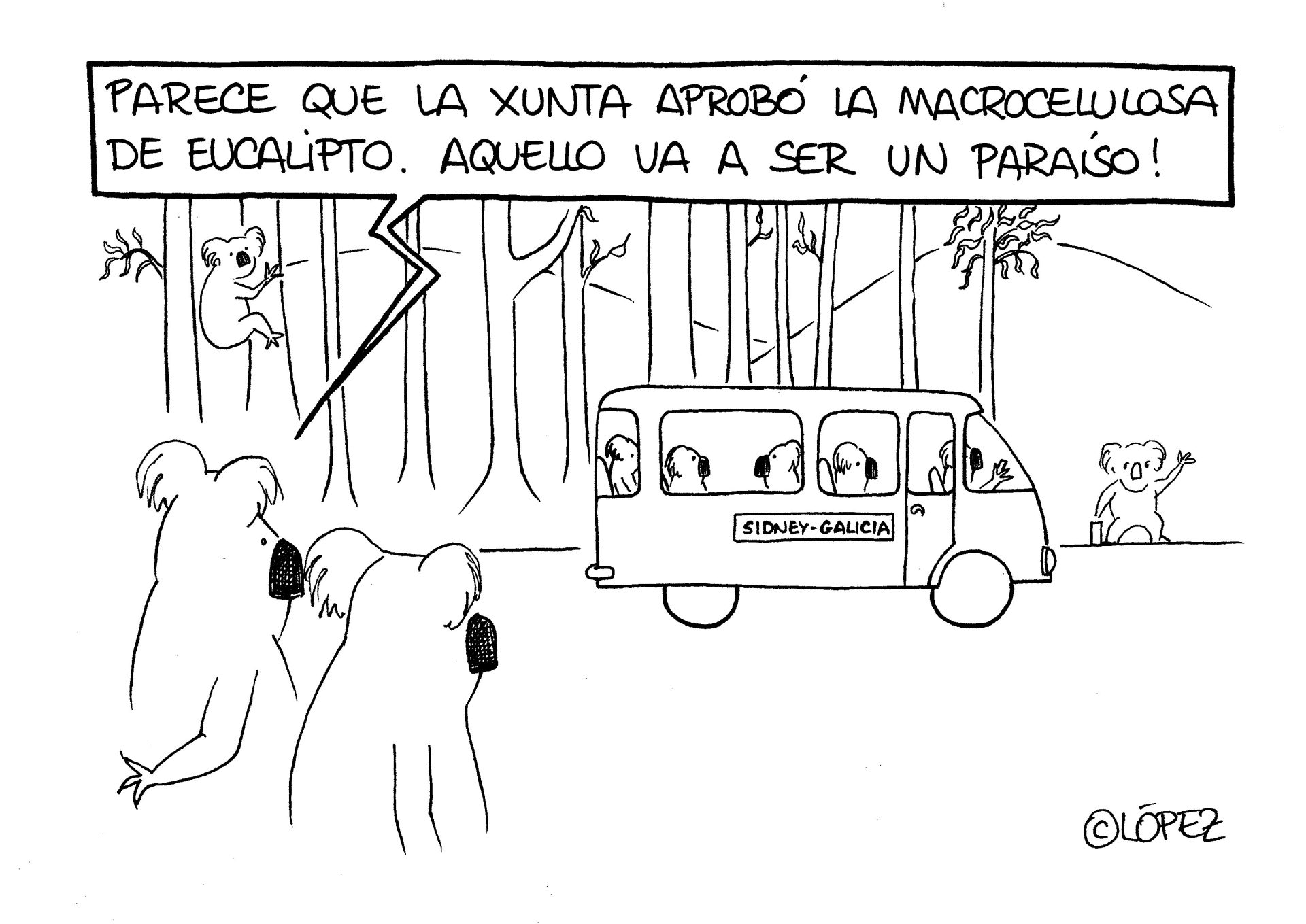 Puntos de vista (Macrocelulosa). Viñeta ambiental por Juan López Rico (#López) en la bitácora de ecohumor gráfico #VivalaBagatela
